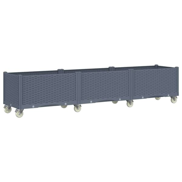 plantekasse med hjul 240x50x54 cm PP grå