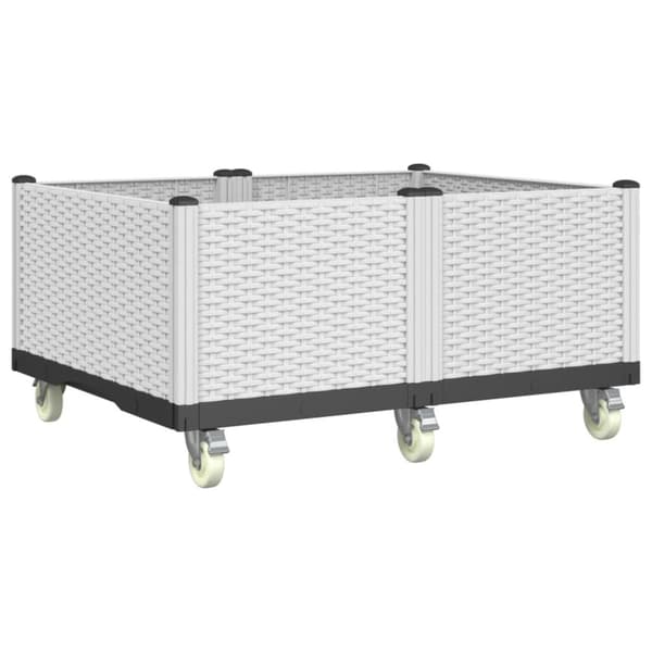 plantekasse med hjul 100x80x54 cm PP hvid