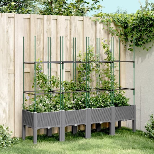 plantekasse med espalier 160x40x142,5 cm PP lysegrå