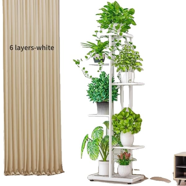 Plante Stativ, Flere Potte Holder, Indendørs Udendørs Display Organizer, 6 lag-hvid