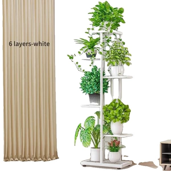 Kasvien teline, rautarakenne, kotipuutarhan järjestely, 8kerroksinen-valkoinen 6layers-white