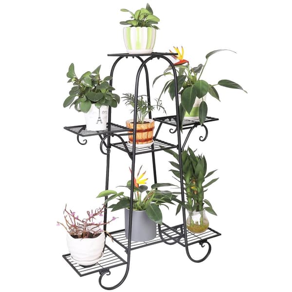 Plante stativer, 7 niveauer design, indendørs/udendørs brug, Sort