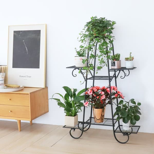 Plante stativer, 7 niveauer design, indendørs/udendørs brug, Sort