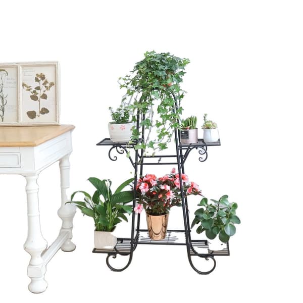 Plante stativer, 7 niveauer design, indendørs/udendørs brug, Sort