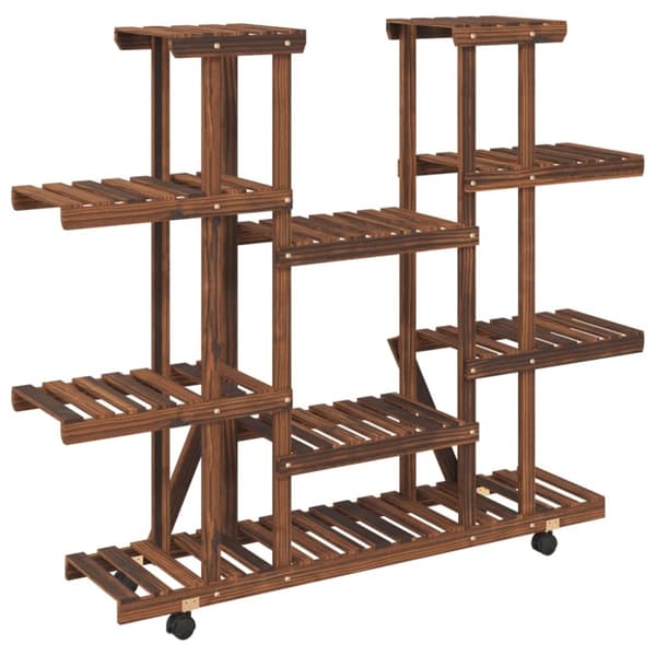 vidaXL Växtställ med hjul 110x25x115 cm massiv furu -  Växtställ