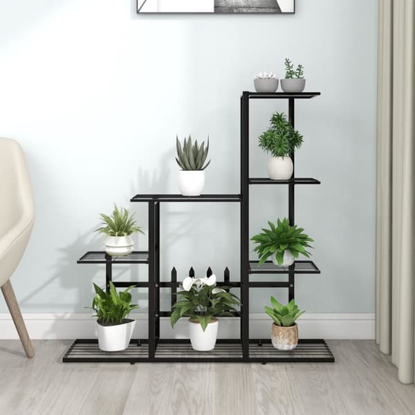 vidaXL Kukkateline 94,5x25x88 cm musta metalli -  Kukkatelineet