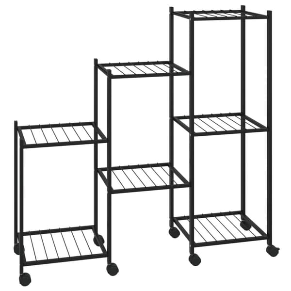vidaXL Kukkateline pyörillä 83x25x83,5 cm musta rauta -  Kukkatelineet