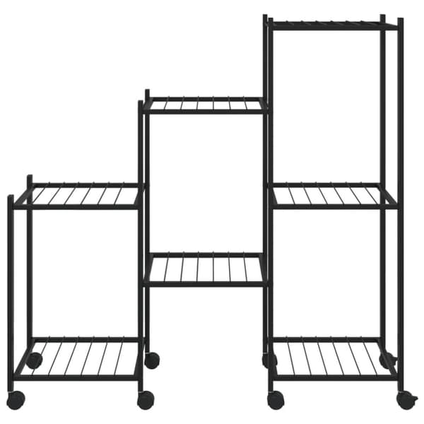vidaXL Kukkateline pyörillä 83x25x83,5 cm musta rauta -  Kukkatelineet
