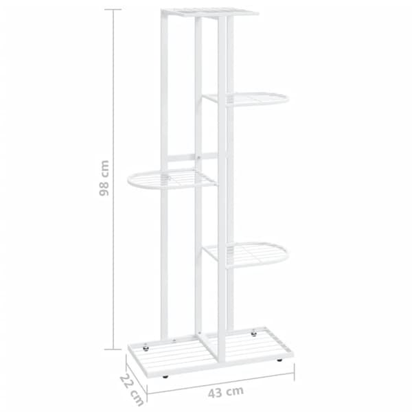 vidaXL 5-kerroksinen kukkateline 43x22x98 cm valkoinen metalli -  Kukkatelineet