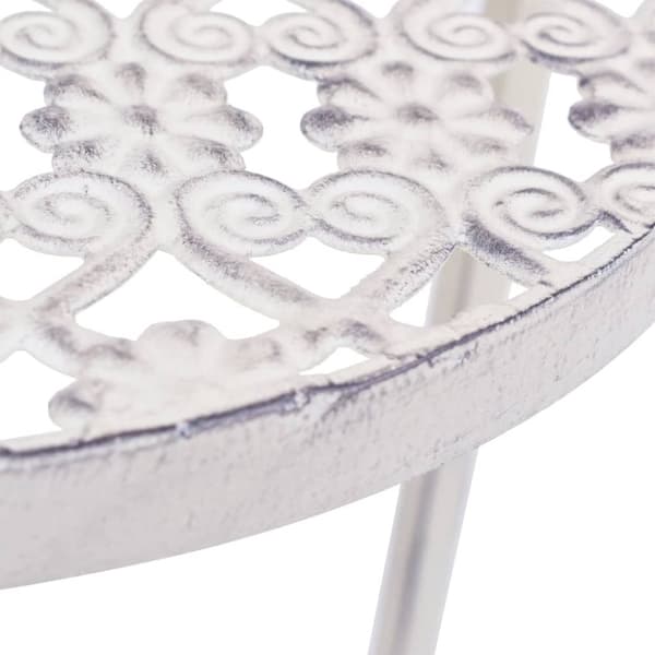 vidaXL Kukkateline 3 osaa vintagetyylinen metalli antiikinvalkoinen - Kukkatelineet