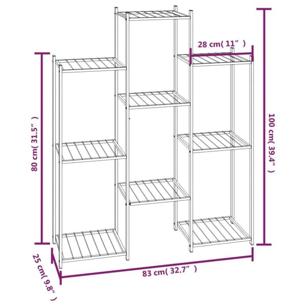 vidaXL blomsterstativ 85x25x100 cm jern sort -  Planteborde