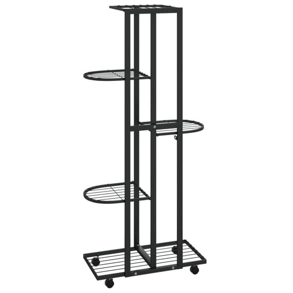 vidaXL Växtställ på hjul 5 hyllor 44x23x100 cm svart järn -  Växtställ
