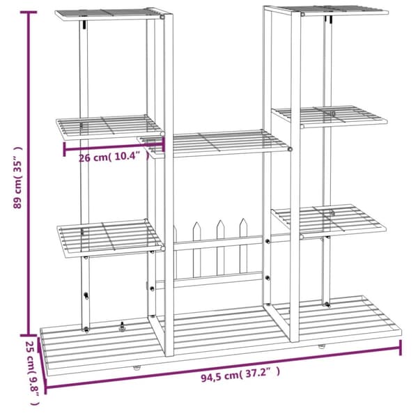 vidaXL blomsterstativ 94,5x25x89 cm jern hvid -  Planteborde