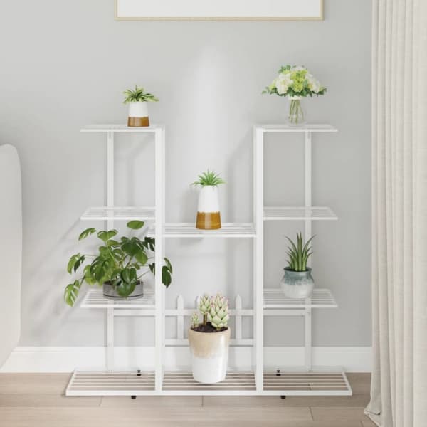 vidaXL blomsterstativ 94,5x25x89 cm jern hvid -  Planteborde
