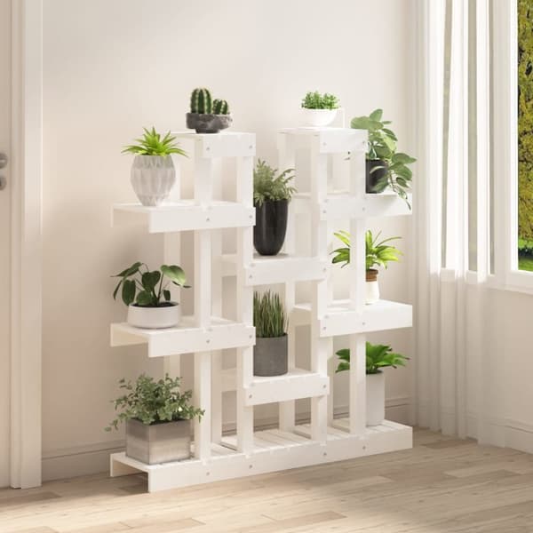 vidaXL Kasviteline valkoinen 104,5x25x109,5 cm täysi mänty -  Kukkatelineet
