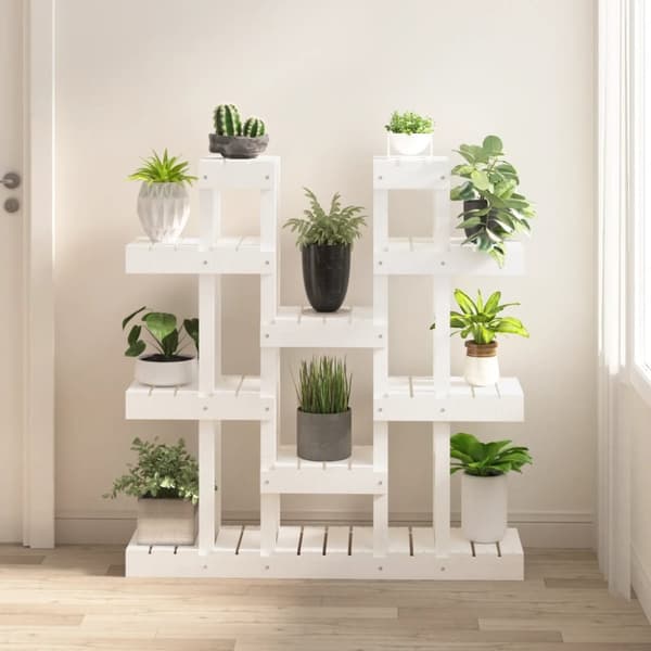 vidaXL Kasviteline valkoinen 104,5x25x109,5 cm täysi mänty -  Kukkatelineet