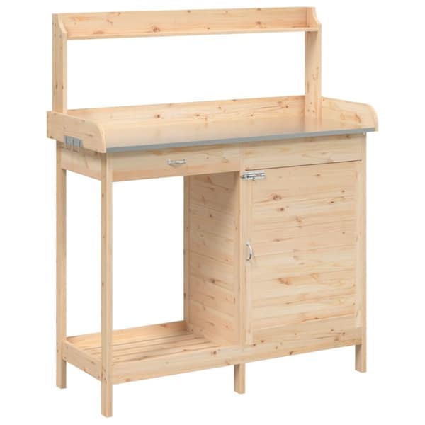 vidaXL Odlingsbänk med skåp 110,5x45x124,5 cm massivt granträ -  Växtställ