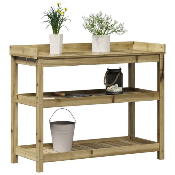 vidaXL Ruukutuspöytä hyllyillä 108x45x86,5 cm kyllästetty mänty -  Kukkatelineet