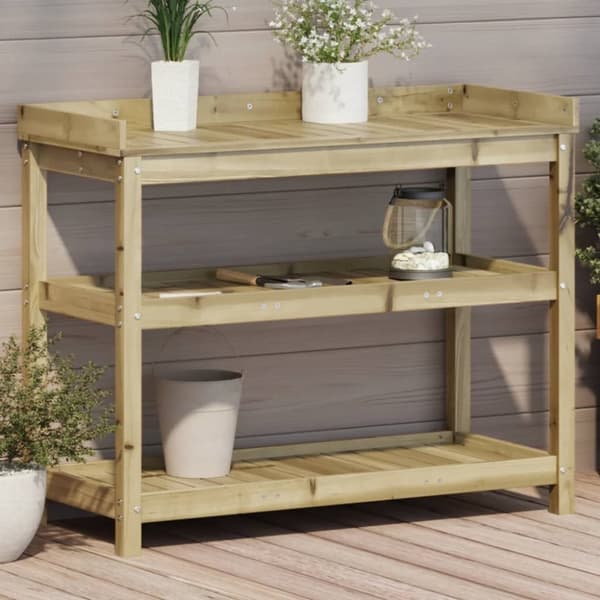 vidaXL Ruukutuspöytä hyllyillä 108x45x86,5 cm kyllästetty mänty -  Kukkatelineet