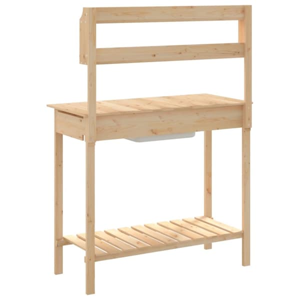 vidaXL pottebænk med vask 147,5x44x139,5 cm massivt grantræ -  Planteborde