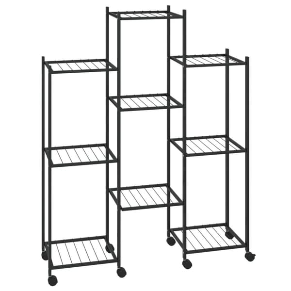 The Living Store blomsterstativ med hjul 83x25x103,5 cm jern sort -  Planteborde