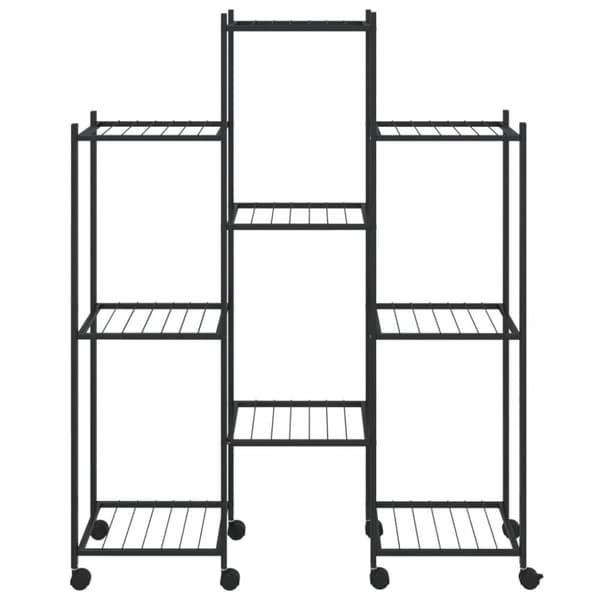 The Living Store blomsterstativ med hjul 83x25x103,5 cm jern sort -  Planteborde
