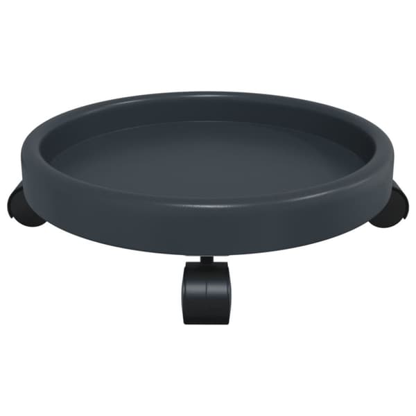 The Living Store Blomvagnar med hjul 2 st grå diameter 34 cm 35 kg -  Växtställ