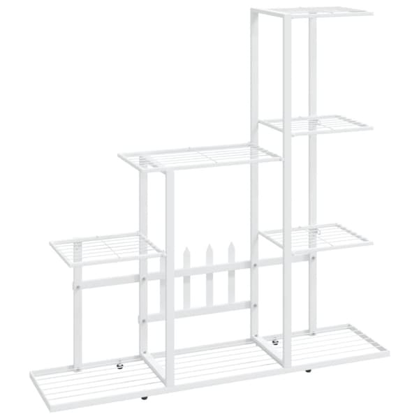 The Living Store blomsterstativ 94,5x25x88 cm metal hvid -  Planteborde