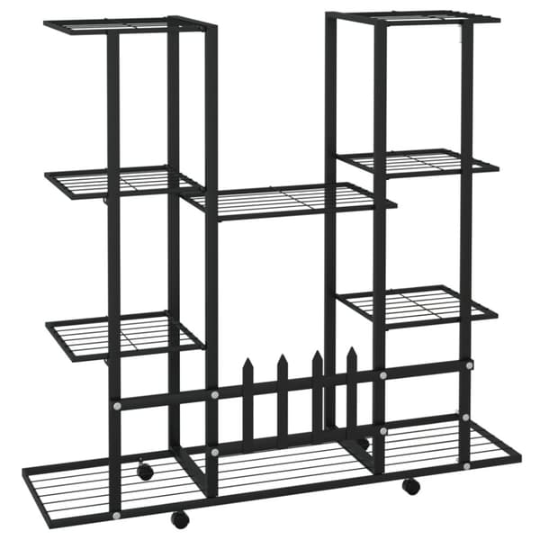 The Living Store blomsterstativ med hjul 94,5x24,5x91,5 cm jern sort -  Planteborde