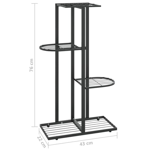 The Living Store blomsterstativ i 4 niveauer 43x22x76 cm metal sort -  Planteborde