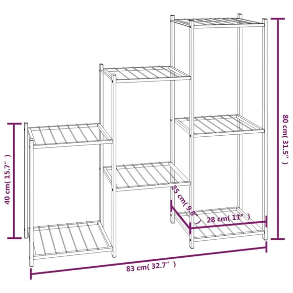 The Living Store blomsterstativ 83x25x80 cm jern sort -  Planteborde