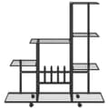 Miniatyrbillede 4 af 8: The Living Store blomsterstativ med hjul 94,5x25x92,5 cm metal sort -  Planteborde