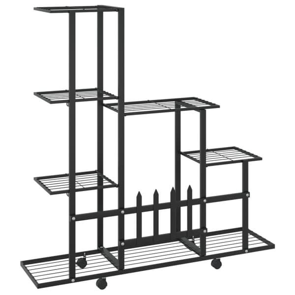 The Living Store blomsterstativ med hjul 94,5x25x92,5 cm metal sort - Planteborde