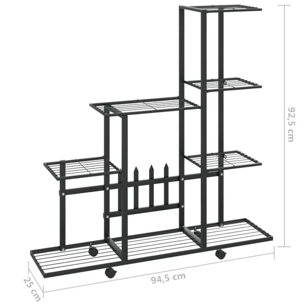 The Living Store blomsterstativ med hjul 94,5x25x92,5 cm metal sort - Planteborde