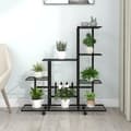 Miniatyrbillede 2 af 8: The Living Store blomsterstativ med hjul 94,5x25x92,5 cm metal sort -  Planteborde
