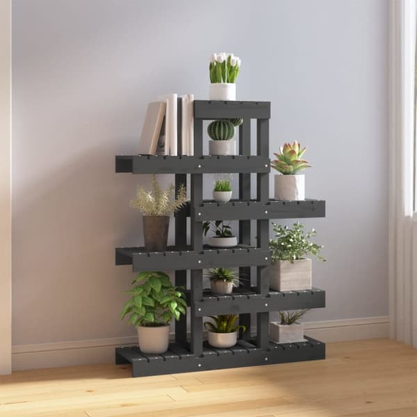 The Living Store Kasviteline harmaa 85x25x109,5 cm täysi mänty -  Kukkatelineet