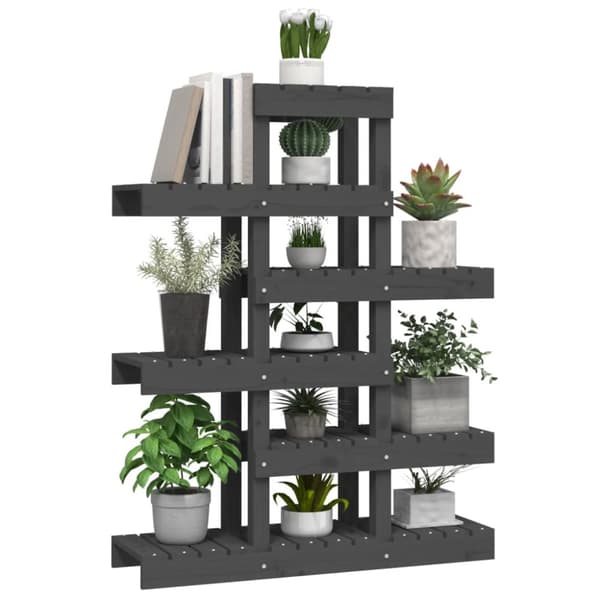 The Living Store Kasviteline harmaa 85x25x109,5 cm täysi mänty -  Kukkatelineet