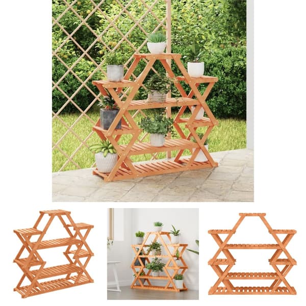 The Living Store blomsterstativ 110x25x105 cm massivt fyrretræ -  Planteborde