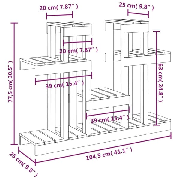 The Living Store plantestativ 104,5x25x77,5 cm massivt fyrretræ -  Planteborde