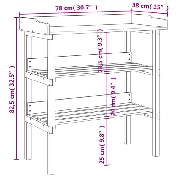 The Living Store Kukkapöytä hyllyillä ruskea 78x38x82,5 cm täysi kuusi -  Kukkatelineet