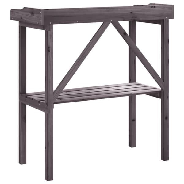The Living Store Kukkapöytä hyllyllä harmaa 78x38x82,5 cm täysi kuusi -  Kukkatelineet