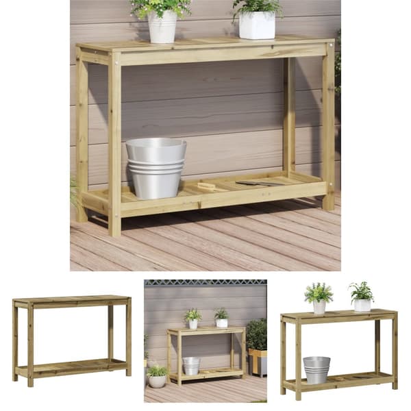 The Living Store plantebord med hylde 108x35x75 cm imprægneret fyrretræ -  Planteborde