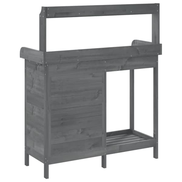 The Living Store Odlingsbänk med skåp grå 110,5x45x124,5 cm massivt granträ -  Växtställ