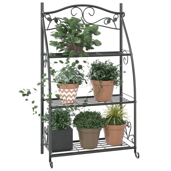 The Living Store Kukkateline musta 56x30x96 cm teräs -  Kukkatelineet