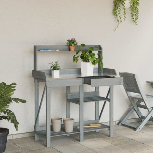 The Living Store Istutuspenkki hyllyillä harmaa täysi kuusi - Kukkatelineet