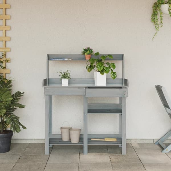 The Living Store Istutuspenkki hyllyillä harmaa täysi kuusi - Kukkatelineet
