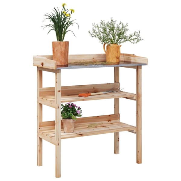 The Living Store Kukkapöytä hyllyillä 78x38x82,5 cm täysi kuusi - Kukkatelineet