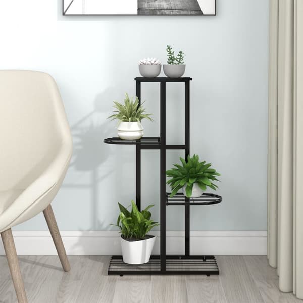 Växtställ - Living Växtställ med 4 hyllor 43x22x76 cm svart metall