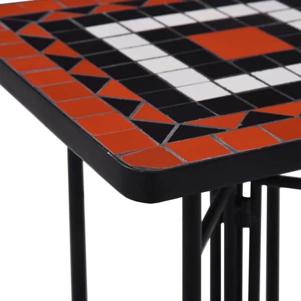 Växtställ - Living Sidobord med mosaik terrakotta och vit keramik