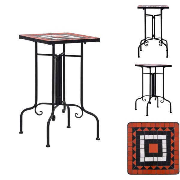 Växtställ - Living Sidobord med mosaik terrakotta och vit keramik